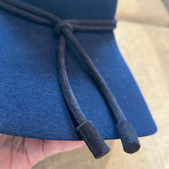 Hermes blue extra wide brim rope hat 100% rabbit hair felt 58CM - Picture 3 of 17